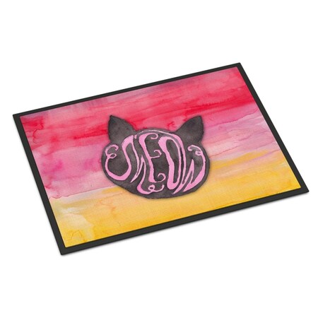 Carolines Treasures 18 x 27 in. Cat Face Meow Watercolor Indoor or Outdoor Mat BB7358MAT